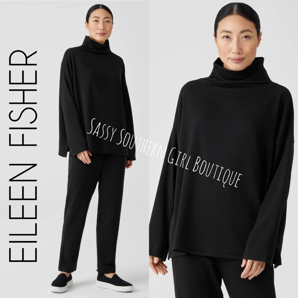 🆕⭐ EILEEN FISHER black boxy pullover